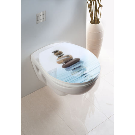 Wenko Meditation – Toilettensitz – Duroplast, Acryl, Mehrfarbig, Verlängert, Hart, 38 × 45 cm