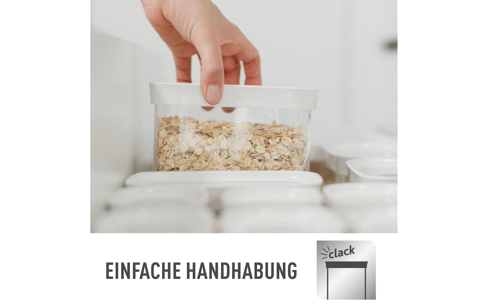 EMSA Vorratsdose 180 ml, 9,9 × 6,9 × 6,5 cm, Kunststoff (MS/TPE), BPA-frei, transparent/weiss