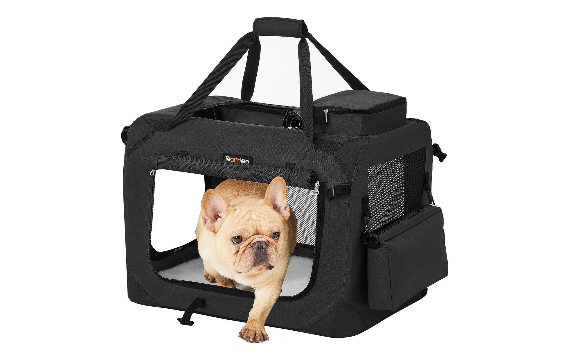 Feandrea Weicher Haustierträger – Frontlader, Reissverschluss, belüftet – für Katzen, Hunde – 60×42×42 cm
