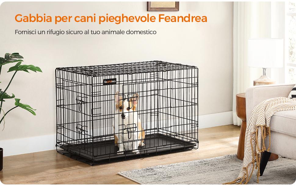 Feandrea Transportbox (fest), verschliessbar – für Hund – 92,5 × 64 × 57,5 cm – schwarz – 1 Stk.