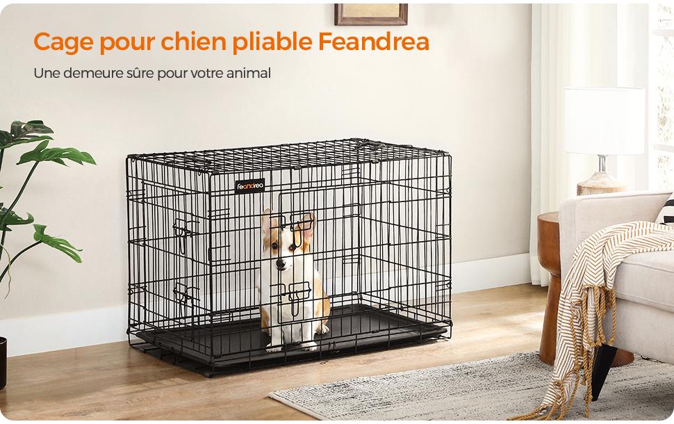 Feandrea Transportbox (fest), verschliessbar – für Hund – 92,5 × 64 × 57,5 cm – schwarz – 1 Stk.