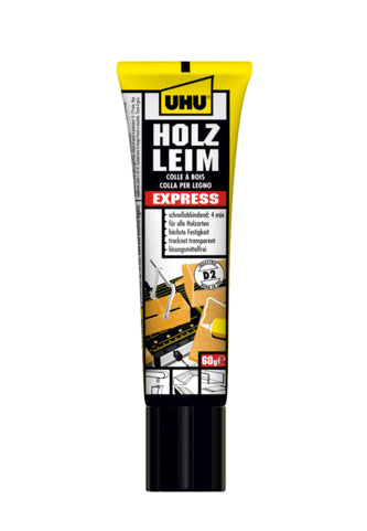 UHU Holzleim – 60 g – weiss – trocknet transparent, lösungsmittelfrei – für Holz