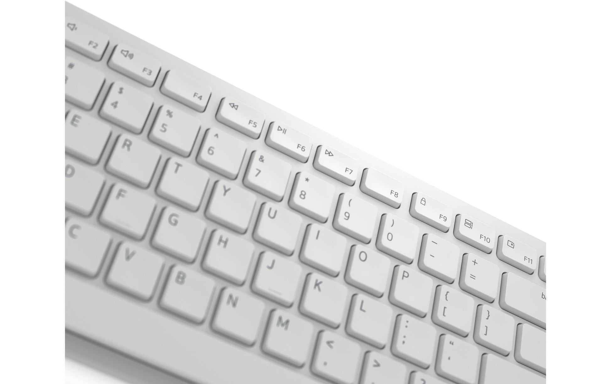 DELL Tastatur, kabellos (2,4 GHz), IT-Layout (IT), Fullsize (mit Ziffernblock), Scherenmechanik, Medientasten, weiss