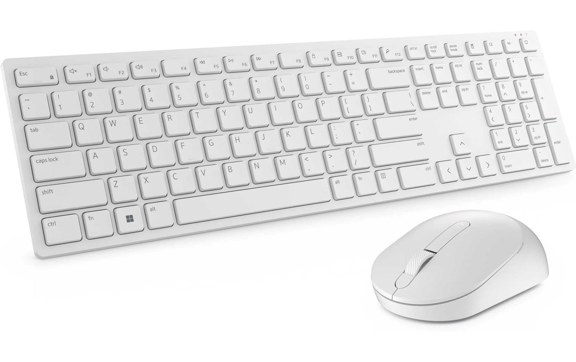 DELL Tastatur, kabellos (2,4 GHz), IT-Layout (IT), Fullsize (mit Ziffernblock), Scherenmechanik, Medientasten, weiss
