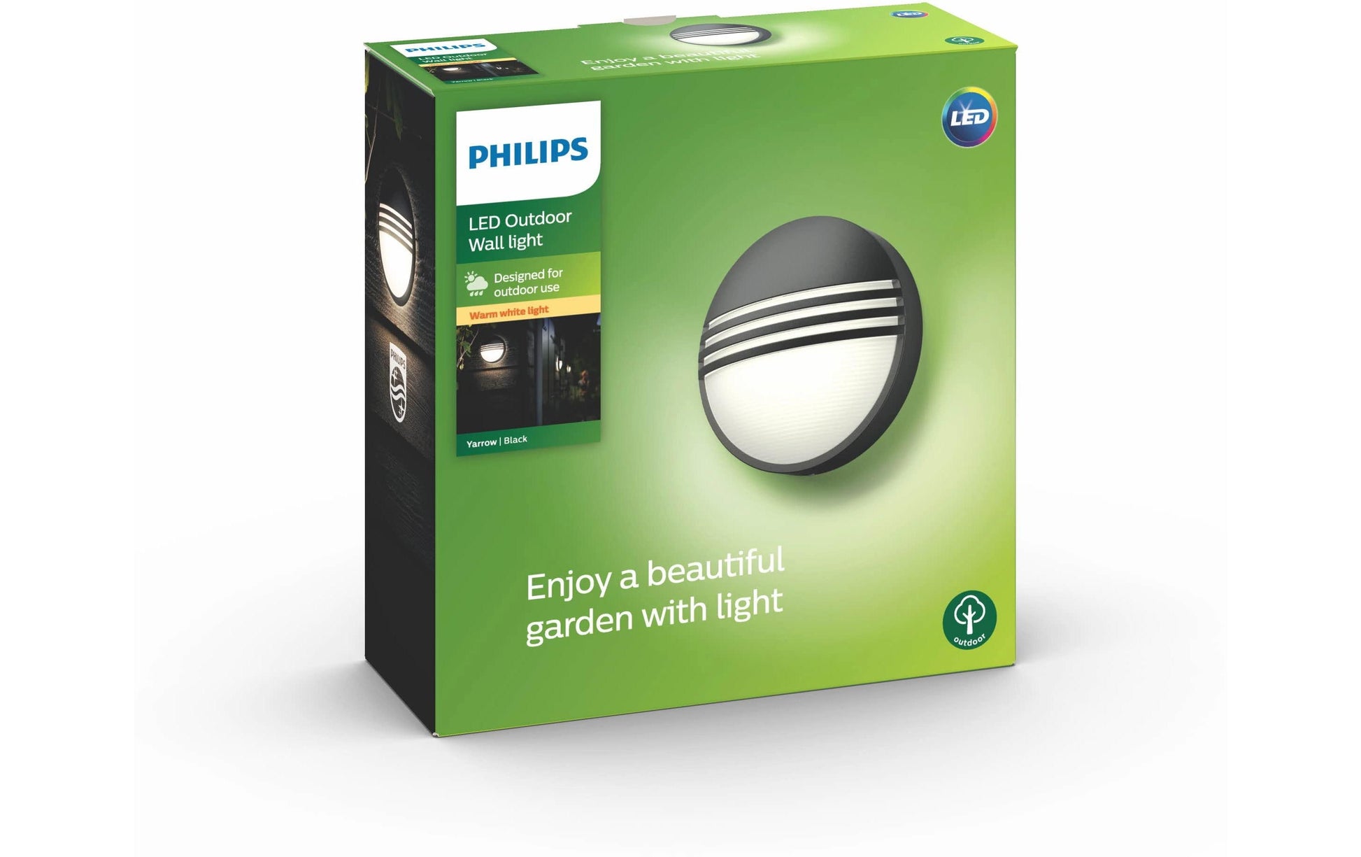 Philips by Signify Philips Aussenwandleuchte – 600 lm, 6 W – Warmweiss, 2700 K – IP44 – Netzbetrieb – Schwarz – Kunststoff