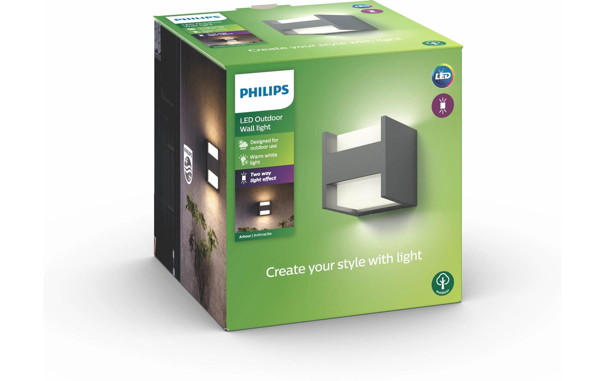 Philips by Signify Philips Aussenwandleuchte – 900 lm, 9 W – Warmweiss, 2700 K – IP44 – Netzbetrieb – Anthrazit, Aluminium