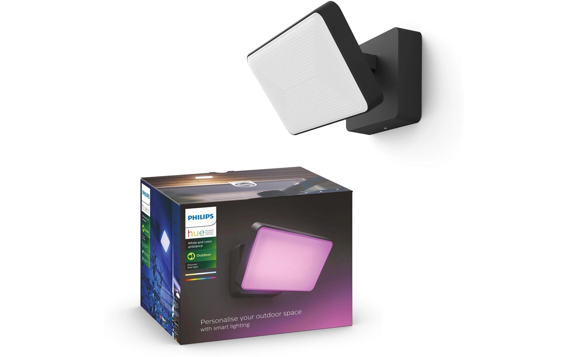 Philips by Signify Philips Hue Aussenwandleuchte – ZigBee – für Philips Hue – schwenkbar, dimmbar – Schwarz – Metall