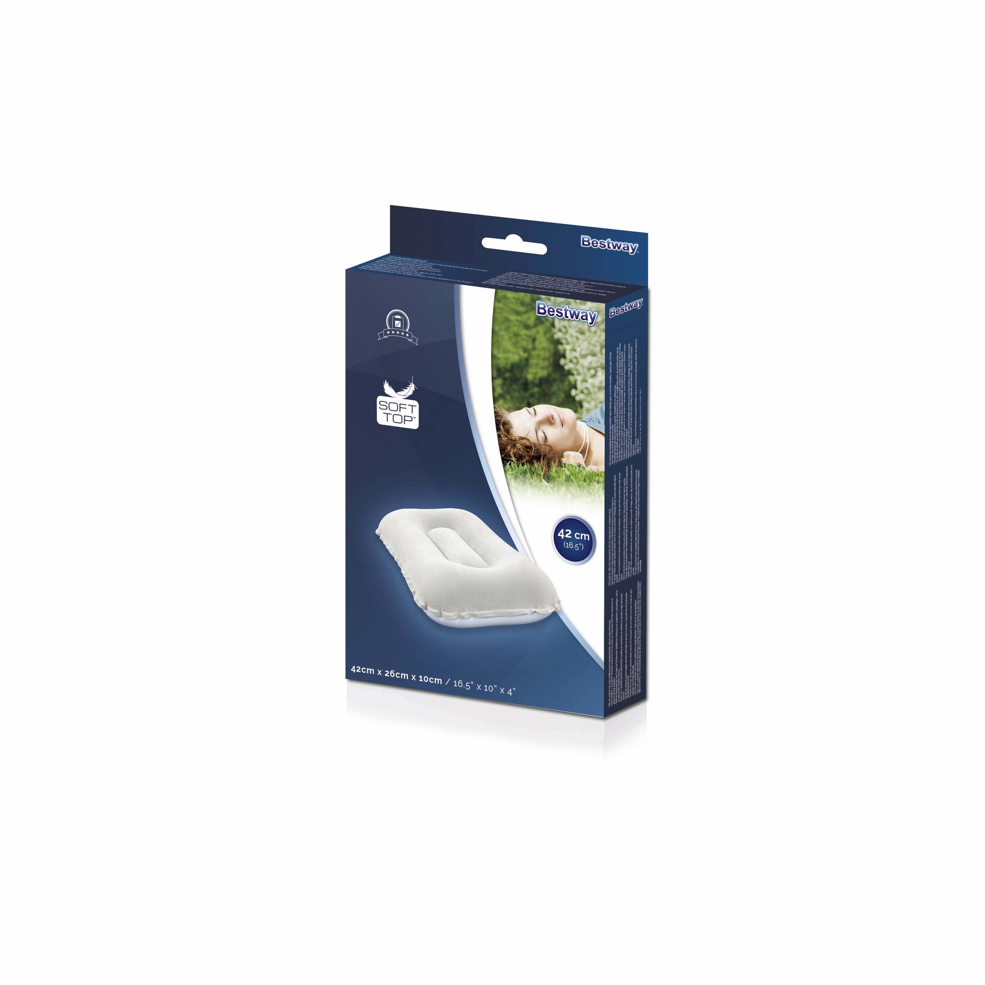 Bestway Reisekissen – inkl. Flickzeug – 420×260×100 mm, grau/weiss, PVC
