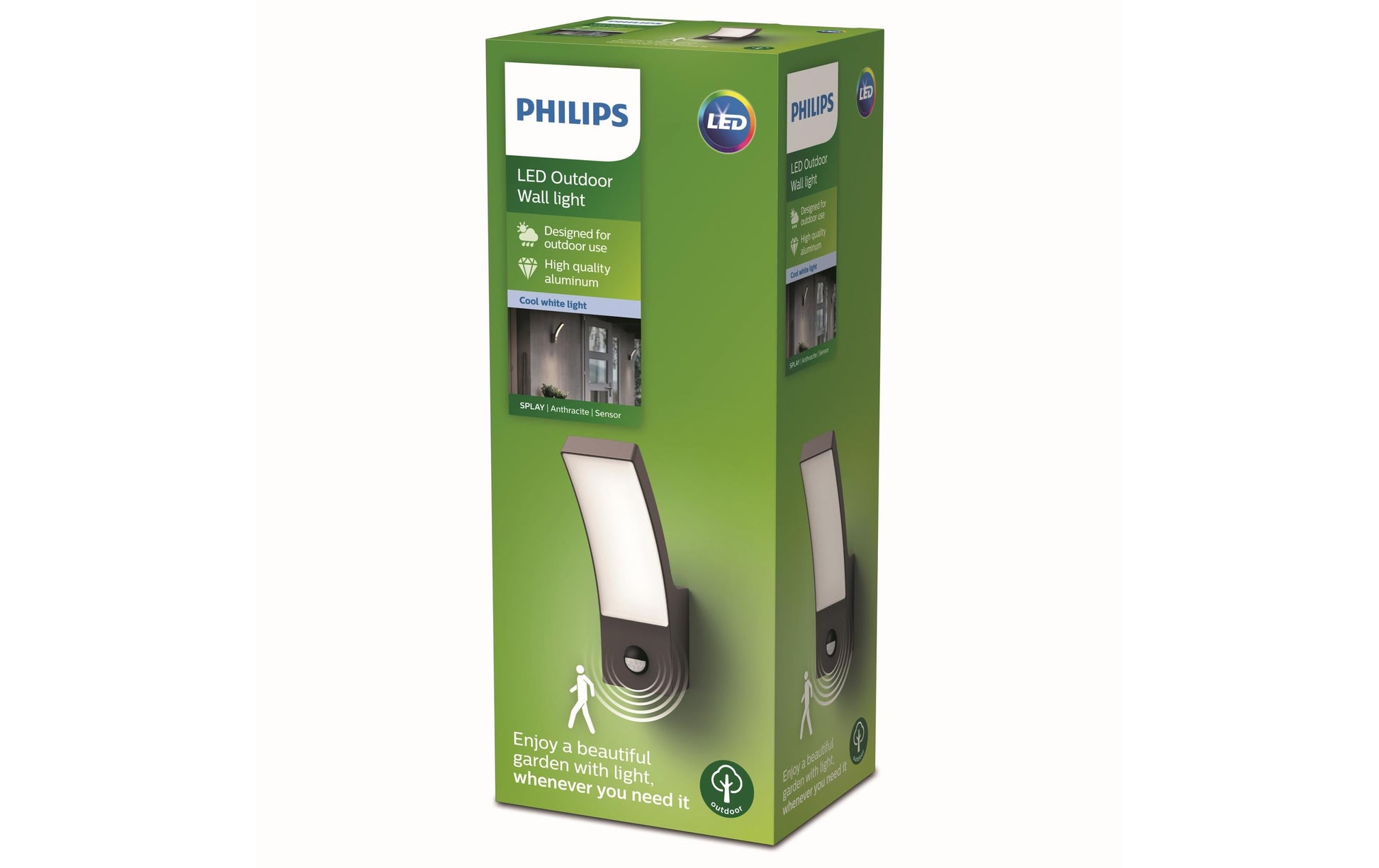 Philips by Signify Philips Aussenwandleuchte – 4000 K – IP44 – Netzbetrieb – mit Bewegungsmelder – Anthrazit – Aluminium