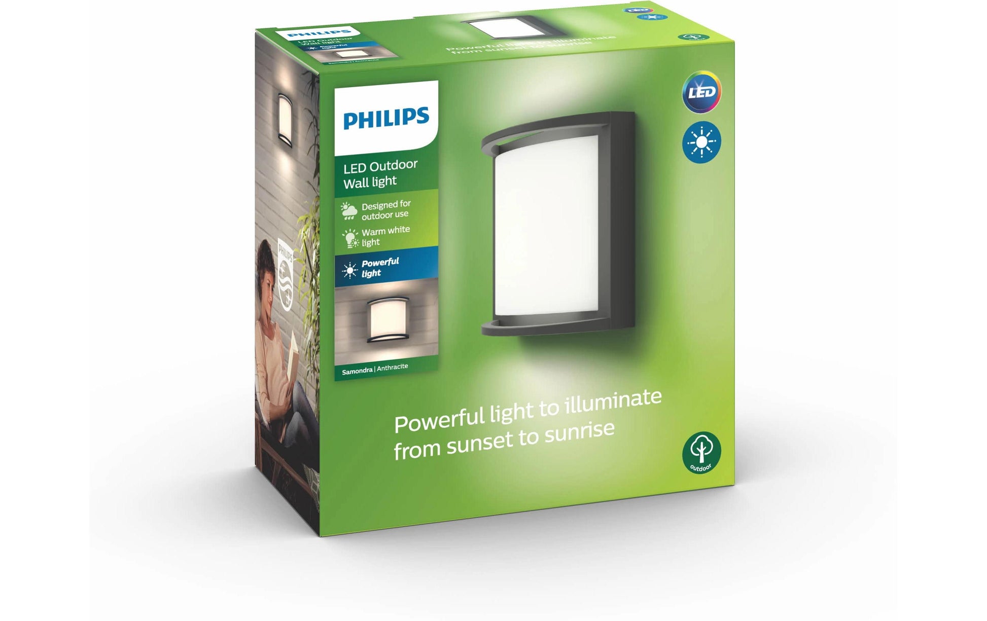 Philips by Signify Philips Aussenwandleuchte – 1200 lm, 12 W, Warmweiss, 2700 K, IP44, Netzbetrieb, Anthrazit, Aluminium