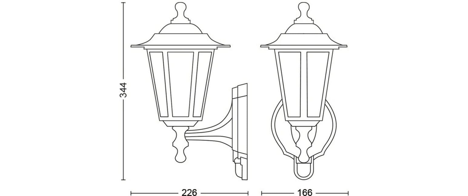 Philips by Signify Philips Aussenwandleuchte Peking – 22×37 cm – 60 W – IP44 – Netzbetrieb – Bewegungsmelder – Schwarz