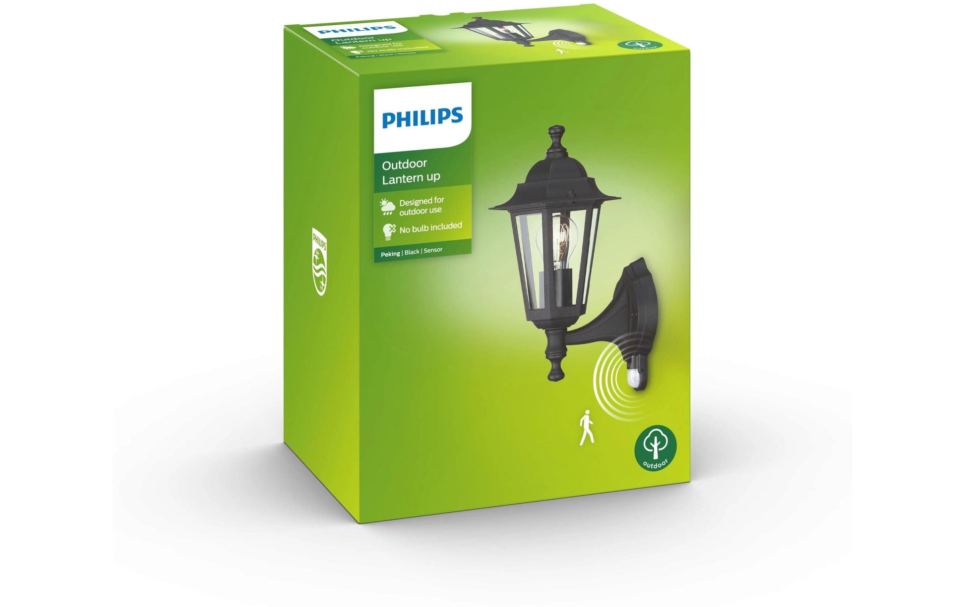 Philips by Signify Philips Aussenwandleuchte Peking – 22×37 cm – 60 W – IP44 – Netzbetrieb – Bewegungsmelder – Schwarz