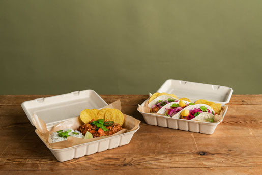 BioPak Take-away-Box, Bagasse (Zuckerrohr) – 600 ml 180 × 130 × 50 mm, braun