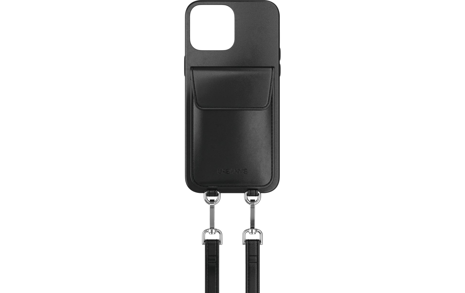 Urbany's Necklace-Hülle Night Owl – für Apple iPhone 15 Pro Max – schwarz – Kunstleder – mit Kartenfach