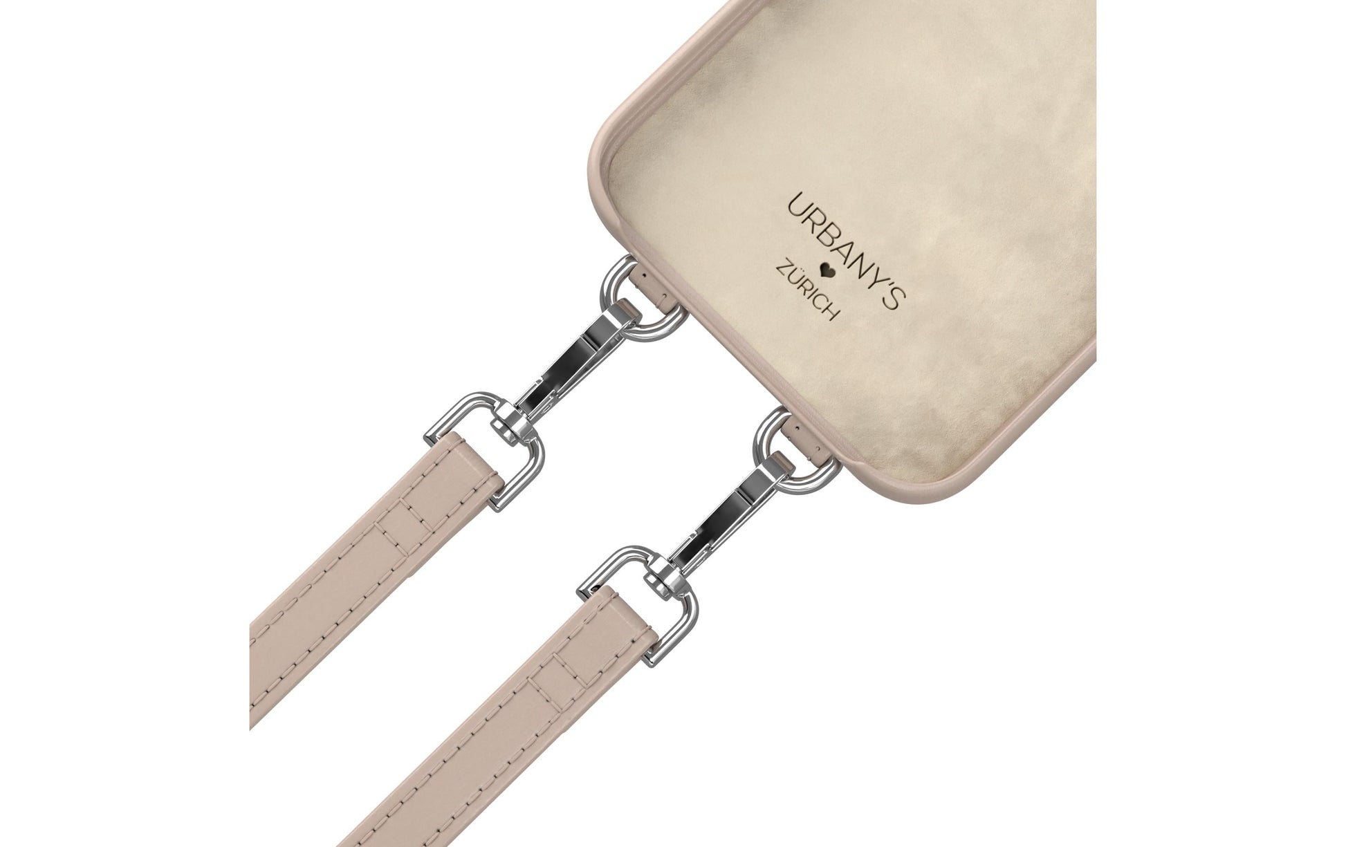 Urbany's Necklace-Hülle – für Apple iPhone 15 – beige – Kunstleder, mit Kartenfach