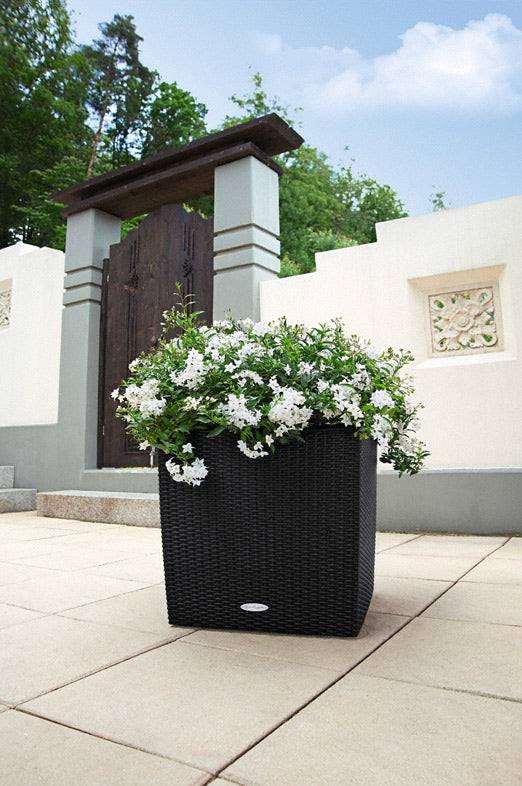 LECHUZA Cube Cottage 50 Topfpflanzer – 50 × 50 × 50 cm – Kunststoff, braun