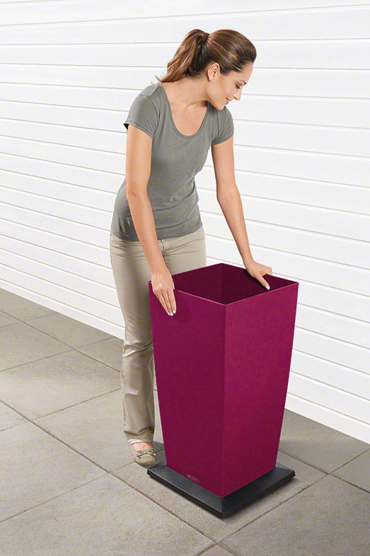 LECHUZA Cubico Color Topfpflanzer – 30 × 30 × 56 cm – Kunststoff, braun