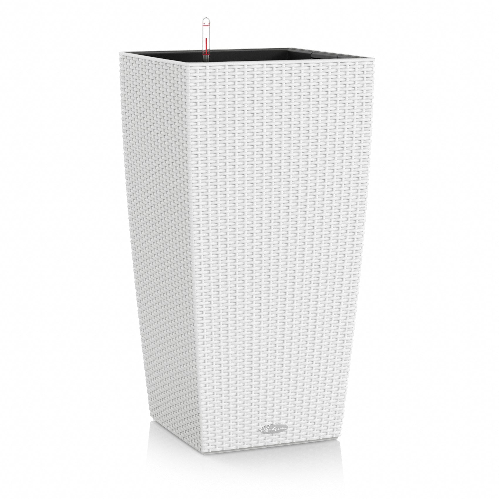 LECHUZA Cubico Cottage Blumentopf – 40 × 40 × 75 cm – Kunststoff, Weiss