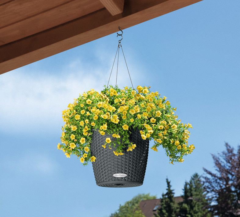 LECHUZA Nido Cottage Korb-Pflanzer – Ø 27 × 23 cm – Kunststoff, braun
