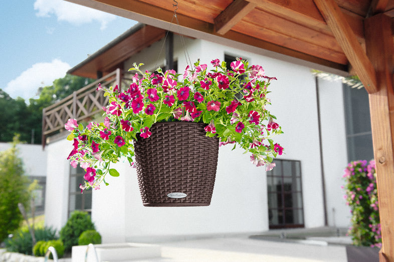 LECHUZA Nido Cottage Korb-Pflanzer – Ø 27 × 23 cm – Kunststoff, braun