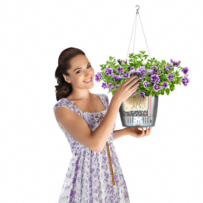 LECHUZA Nido Cottage Korb-Pflanzer – Ø 27 × 23 cm – Kunststoff, braun