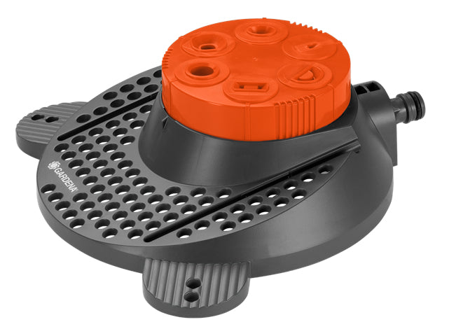 Gardena Classic Flächenregner – 6 Sprühmuster, 100 m², Reichweite 16 m, Schwarz/Orange