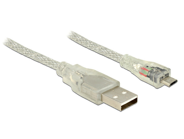 DeLOCK USB-Kabel USB-A auf Micro-USB-B – USB 2.0 (480 Mbit/s) – 2 m – Transparent
