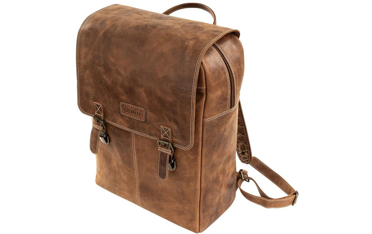 Dörr Kamerarucksack Kapstadt – 170 × 430 × 320 mm, 20 l – Herausnehmbares Kamerafach – Leder, Cognac