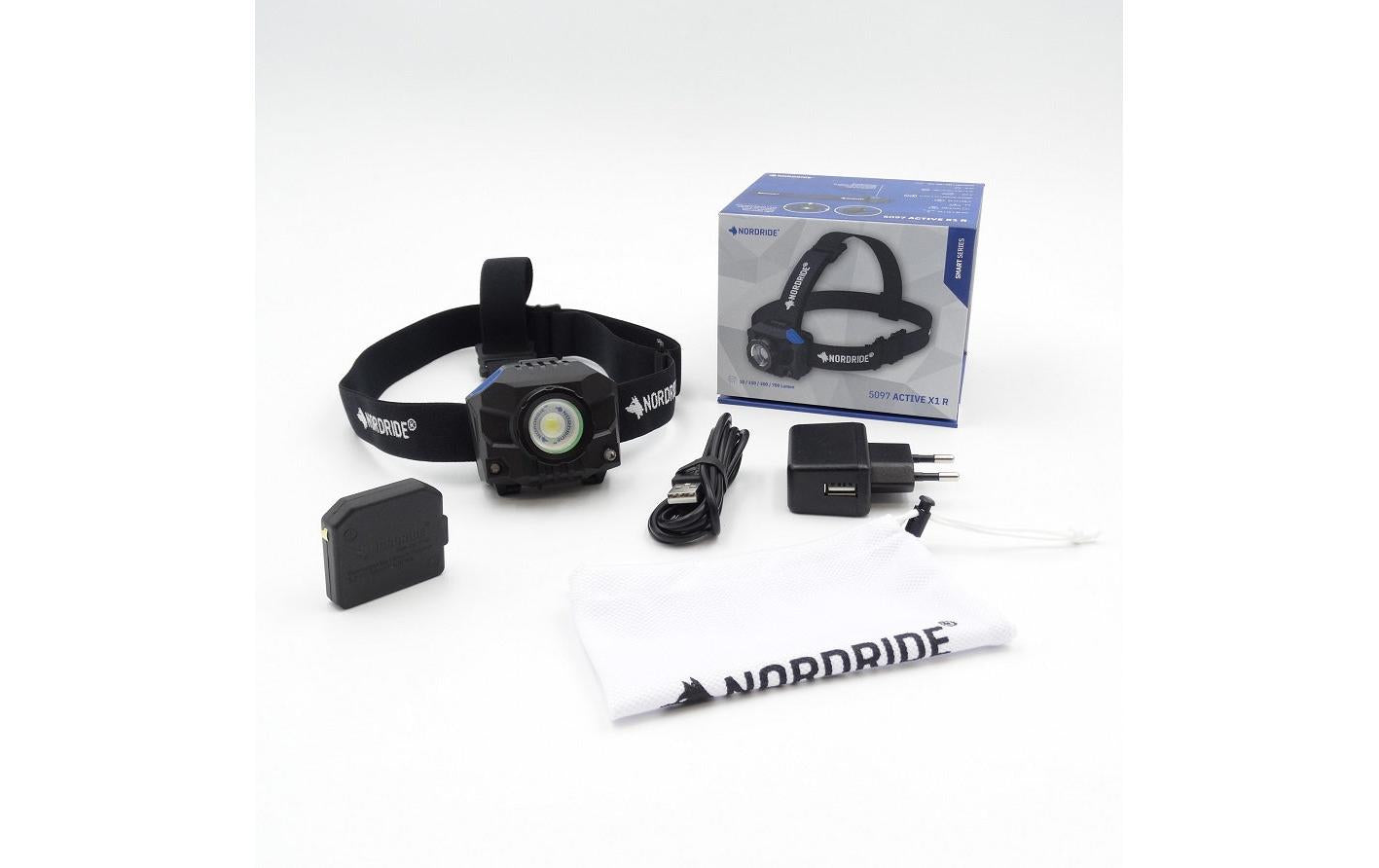 NORDRIDE Stirnlampe Active X1 R – 700 lm, 165 m, IP65, Laufzeit 90 h – Schwarz