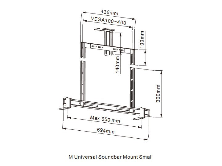 Multibrackets Soundbar S – Standfüsse, VESA 200×200 mm, für Displays 40", Traglast 10 kg, Schwarz