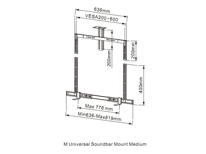 Multibrackets Soundbar M – Standfüsse für Displays 58,0", Traglast 10 kg, VESA 400×400 mm, schwarz
