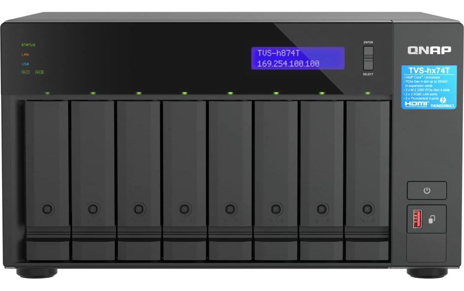 QNAP TVS-H 874T-I7-32G Speichergerät – 32 GB RAM, 2× 2,5 GBE, 8-Bay