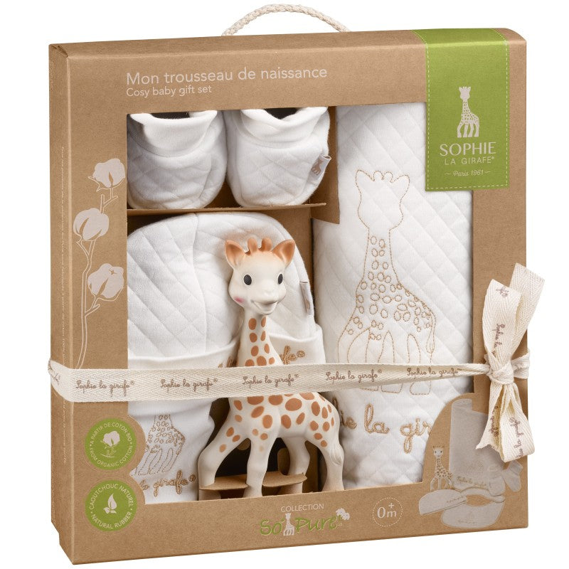 Sophie la girafe Geburtsset – Weiss, Bio Baumwolle