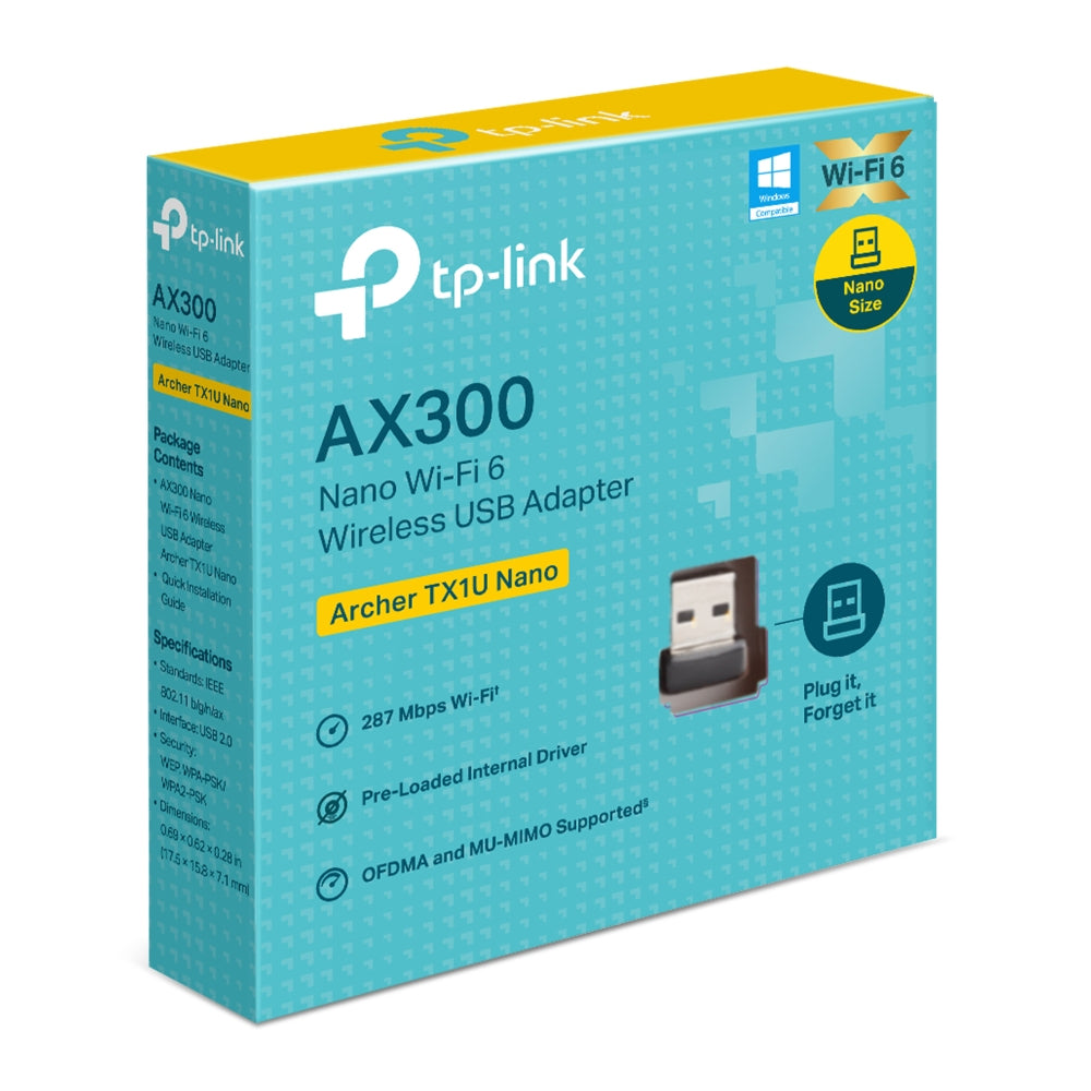 TP-Link ARCHER TX1U NANO – WLAN-Adapter – Wi-Fi 6 (2,4 GHz), 287 Mbit/s, USB 2.0, Schwarz