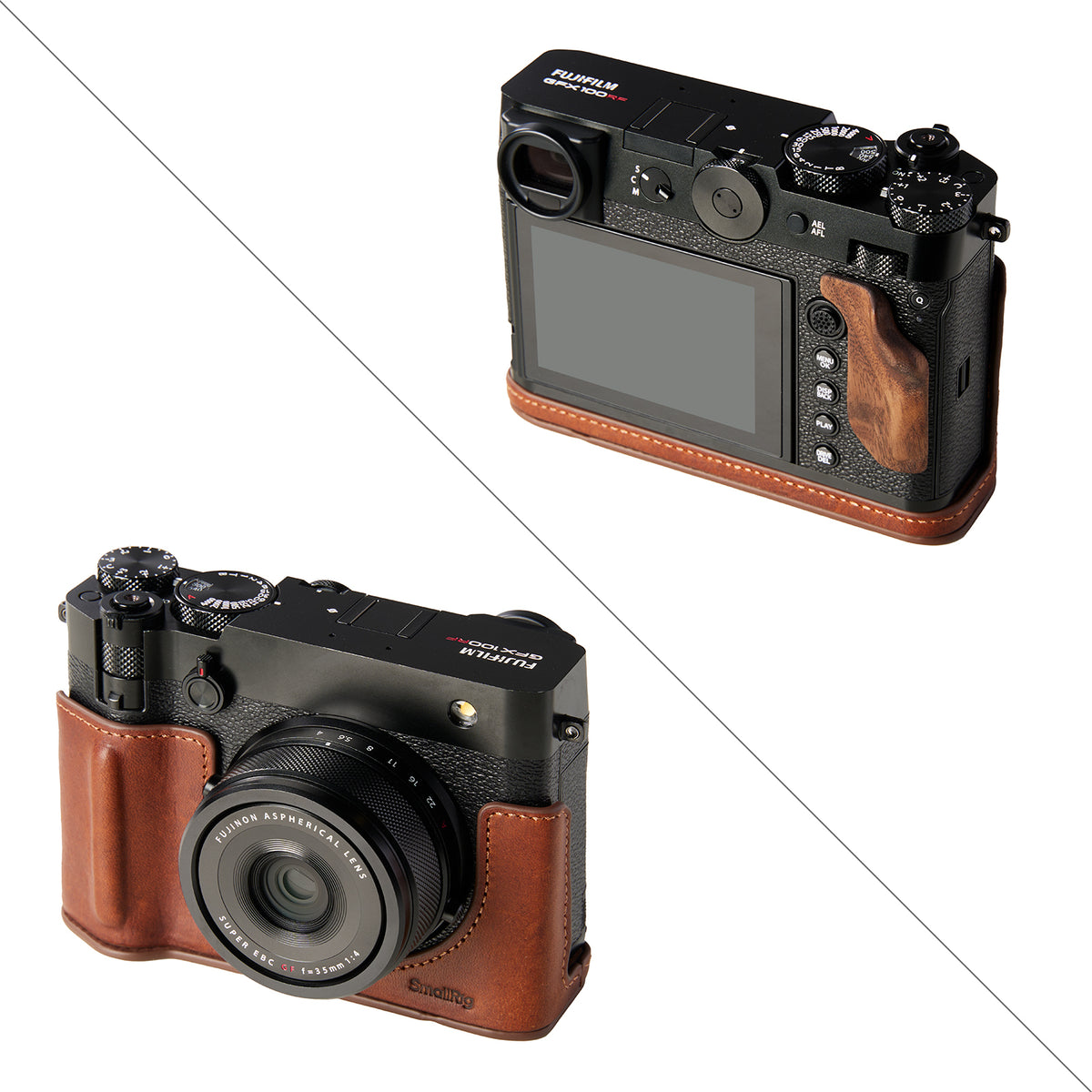 SmallRig 5268 Leder-Gehäuse-Kit – Aluminium/Leder/Mikrofaser – für Fujifilm GFX100RF – Braun
