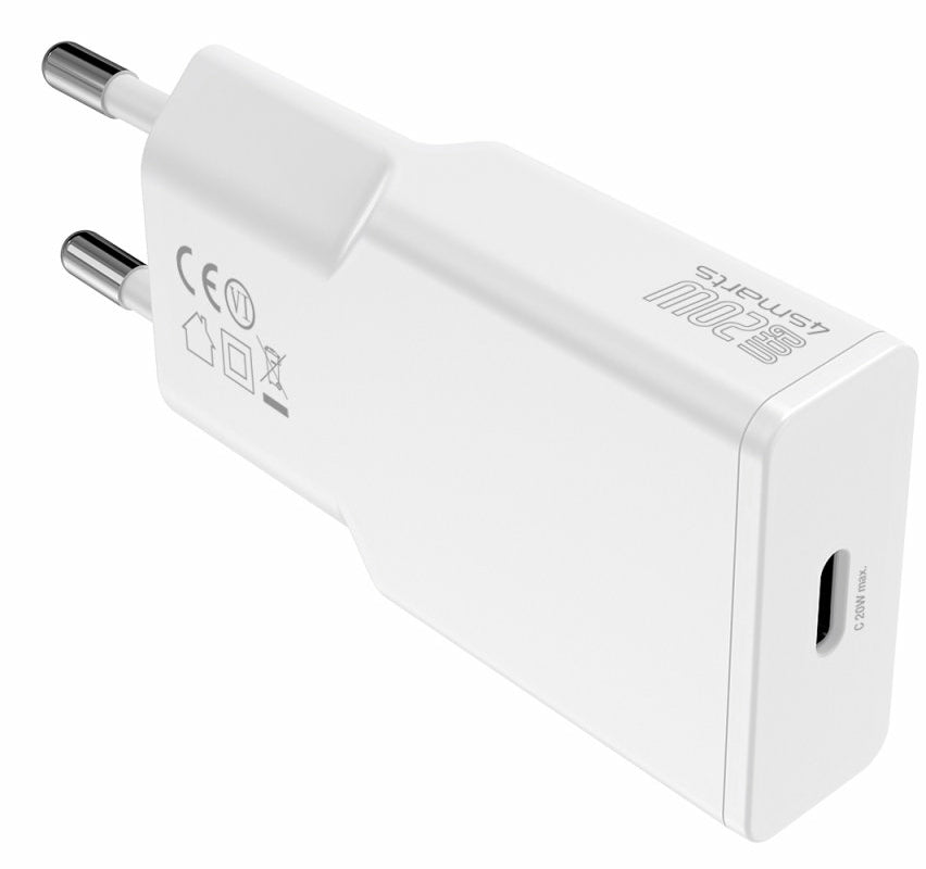 4smarts PDPlug Slim USB-Ladegerät 20 W – USB-C×1 – QC 3.0, GaN – Weiss