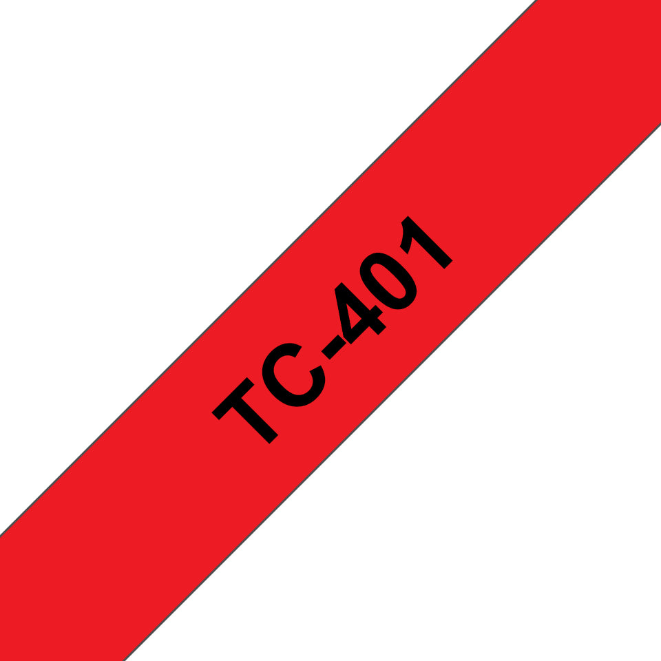 Brother TC-401 Schriftband – Schwarz auf Rot – 18 mm × 7,7 m, laminiert – für Brother P-touch