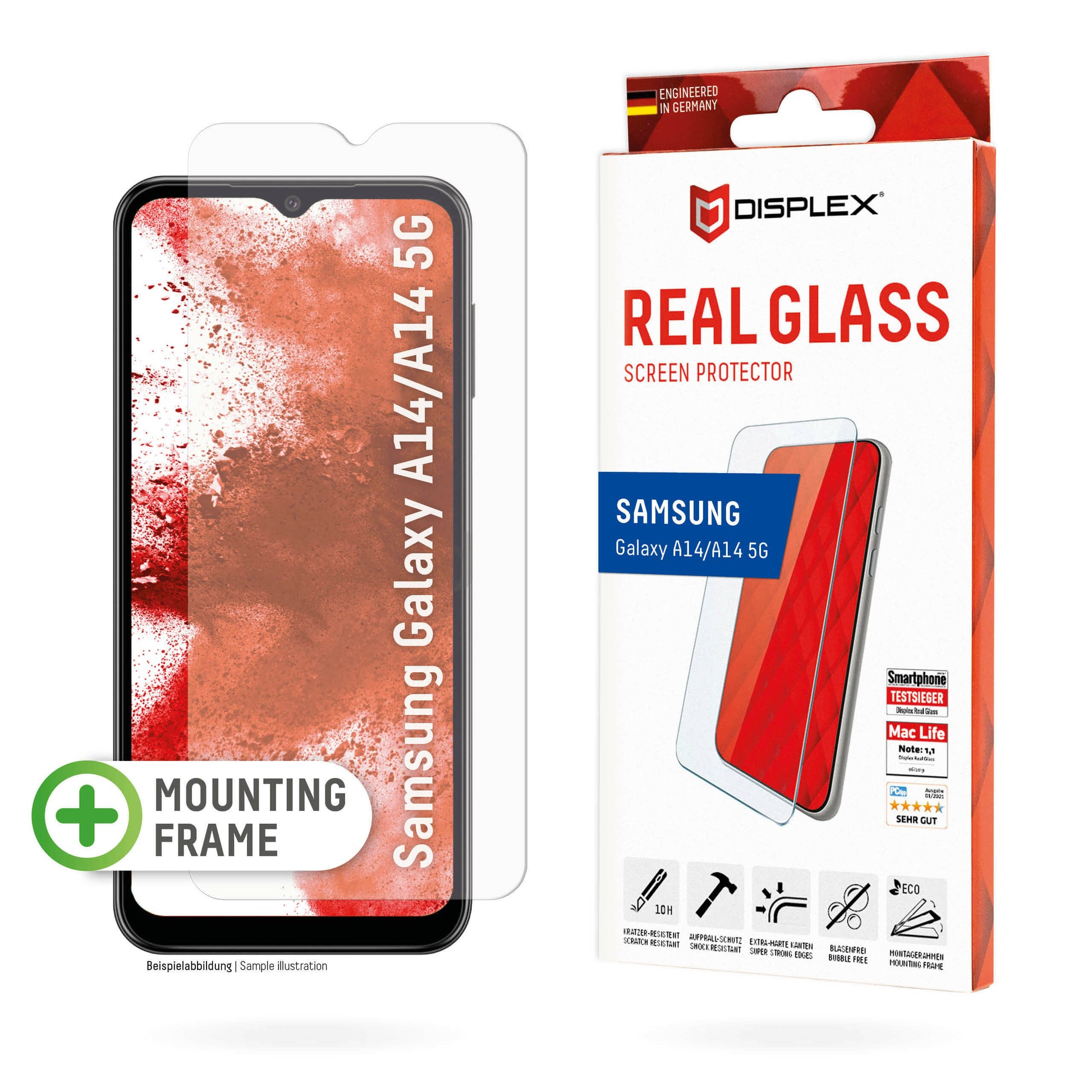 E.V.I. Displayschutzfolie – für Samsung Galaxy A14/A14 5G, kratzresistent, anti-fingerprint, Folie, 10H, transparent
