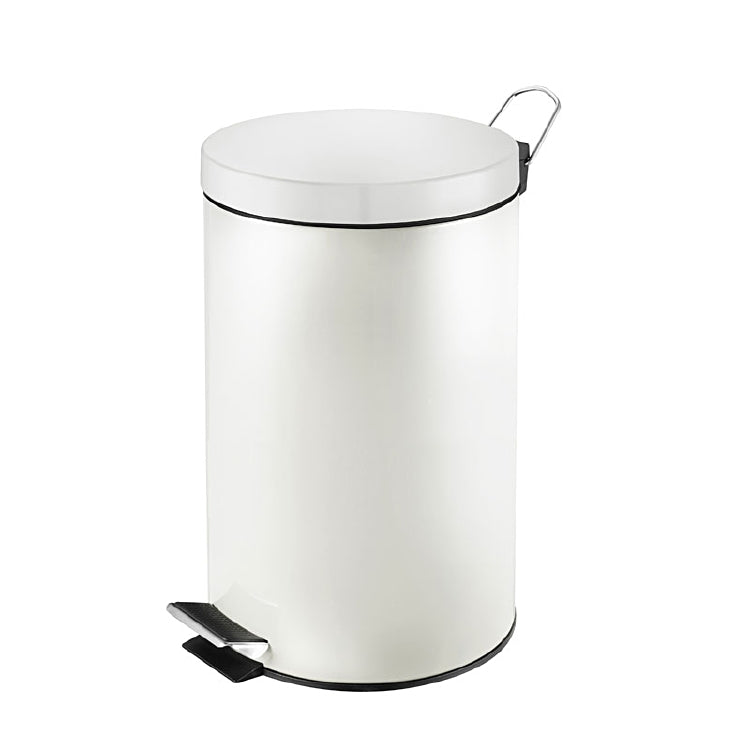 Vepa Bins Treteimer – 12 l – Edelstahl, rund – weiss – mit Innenkübel
