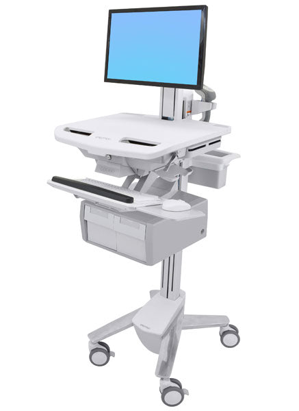 Ergotron StyleView – Computerwagen mit LCD-Pivot, 2 Schubladen, höhenverstellbar, bis 24", Weiss