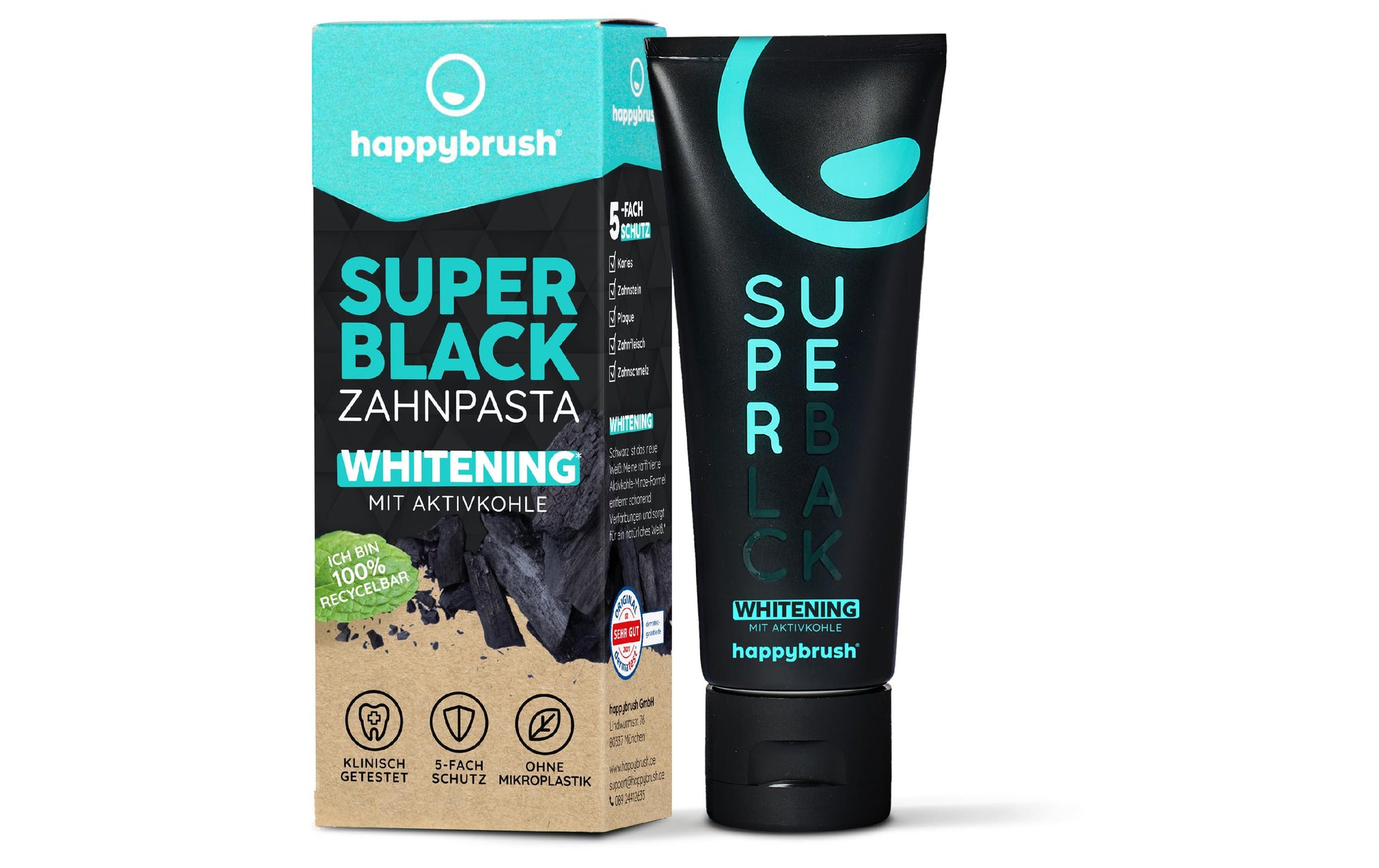 happybrush Aufhellende Zahnpasta – mit Fluorid – 75 ml