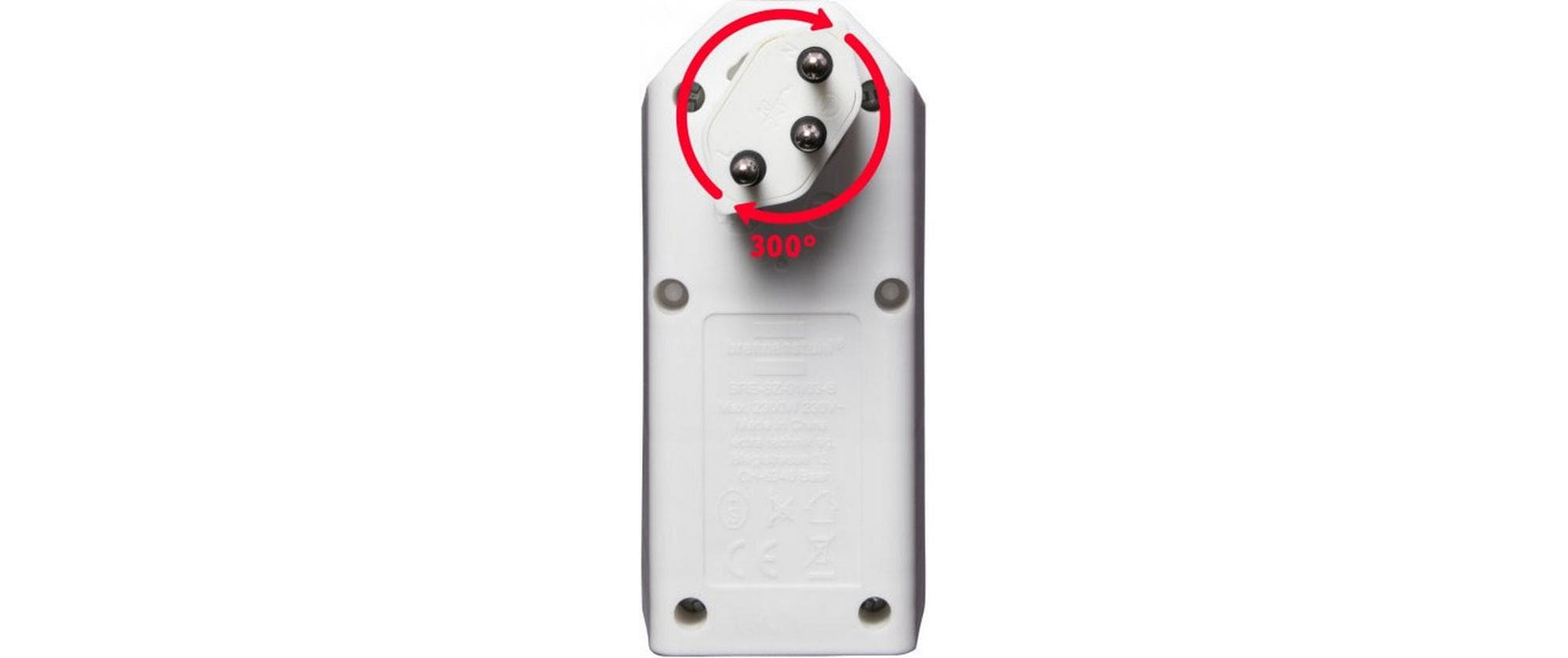 Brennenstuhl Steckdosenleiste, 3×T13, Eingang T12, drehbar 300°, ohne Schalter – weiss