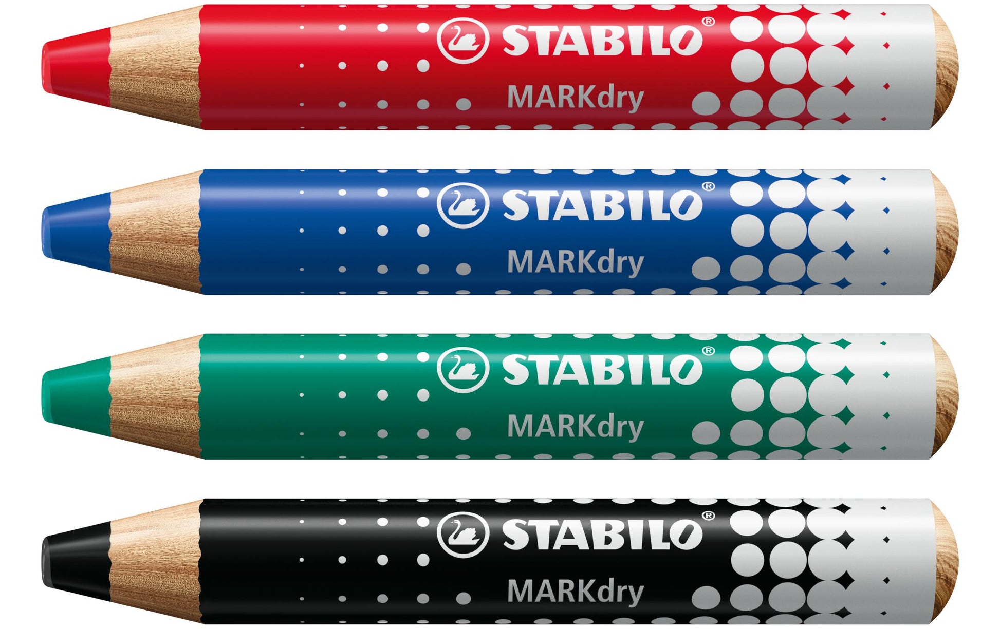 STABILO Whiteboard-Marker MARKdry – Rundspitze 2-5 mm – sortiert – 4er-Set – trocken abwischbar