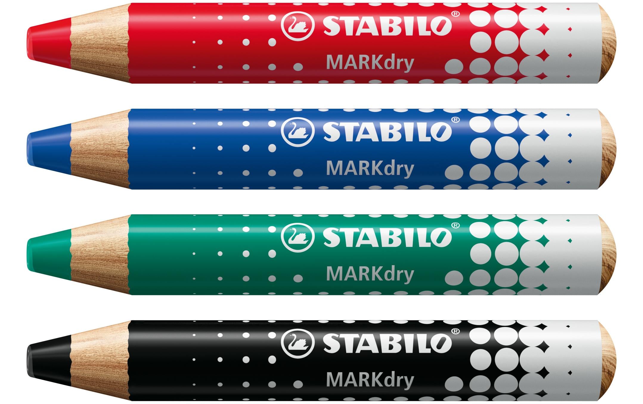 STABILO Whiteboard-Marker MARKdry – Rundspitze 2-5 mm – sortiert – 4er-Set – trocken abwischbar