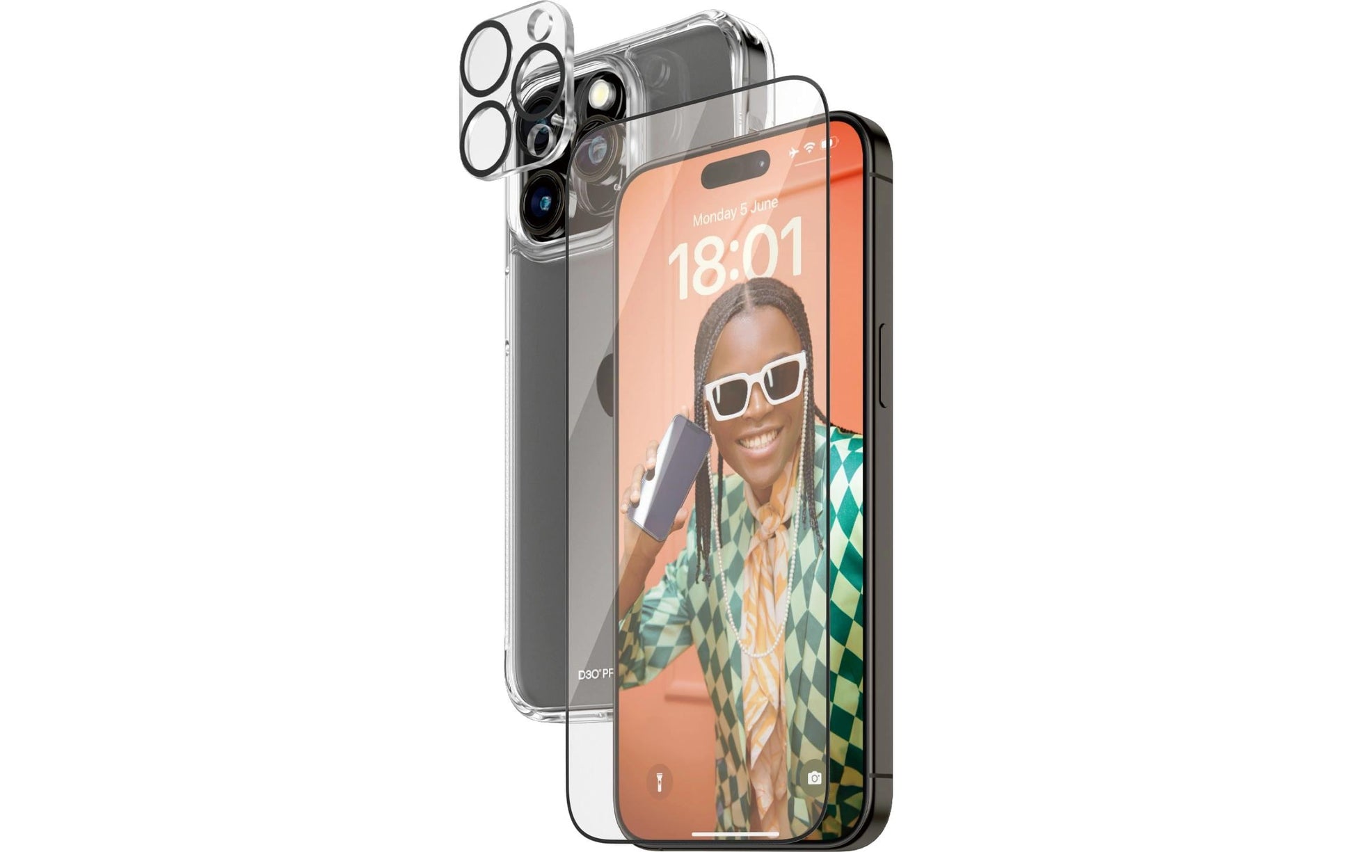 PanzerGlass Schutz-Set 3-in-1 – für Apple iPhone 15 Pro Max, antibakteriell, anti-Fingerprint, Hartglas