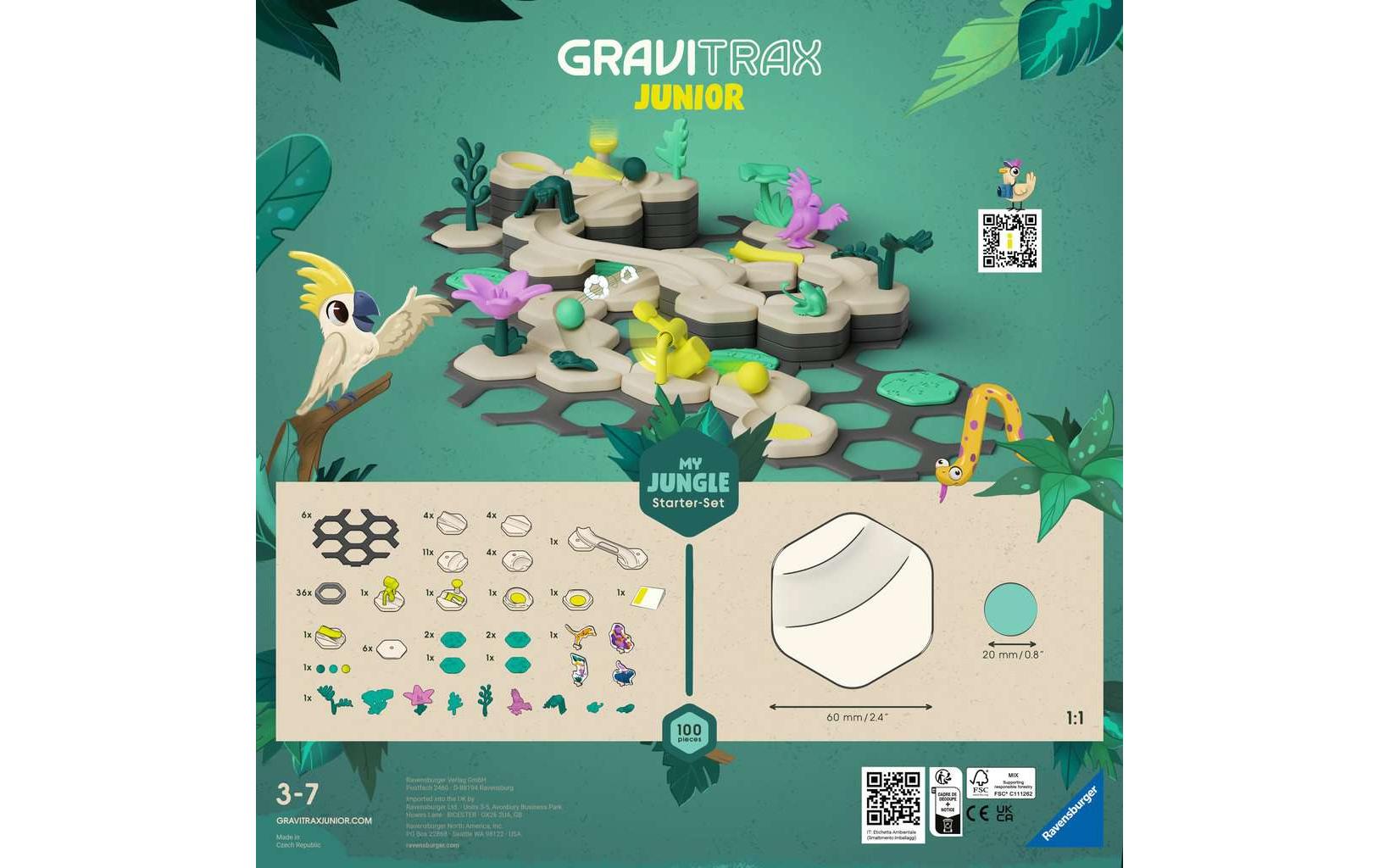 Ravensburger GraviTrax Junior Starter-Set L Kugelbahn – Dschungel – 100-teilig – ab 3 Jahren