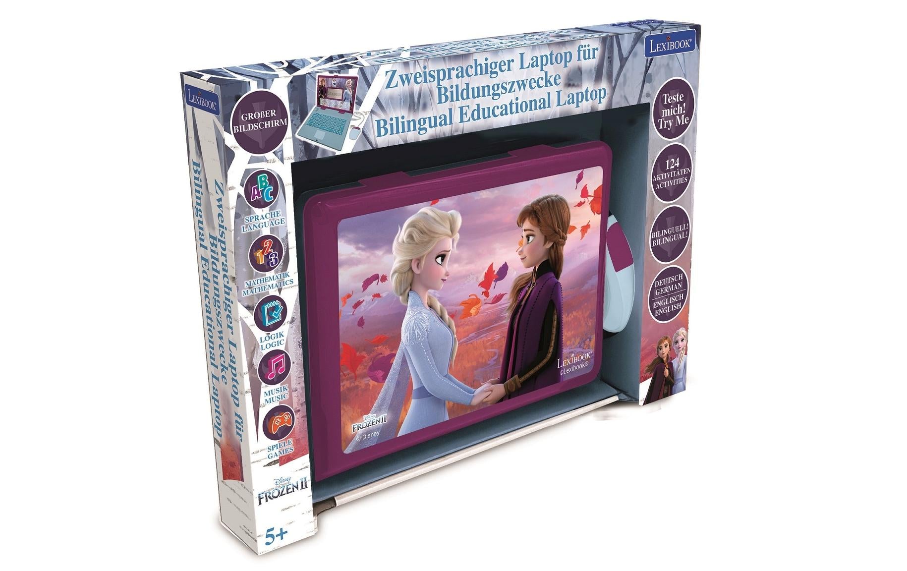 Lexibook JC598FZI3 Kinder-Laptop – Disney Frozen – 124 Aktivitäten, DE/ENG – 24 × 3,6 × 18 cm – ab 4 J.