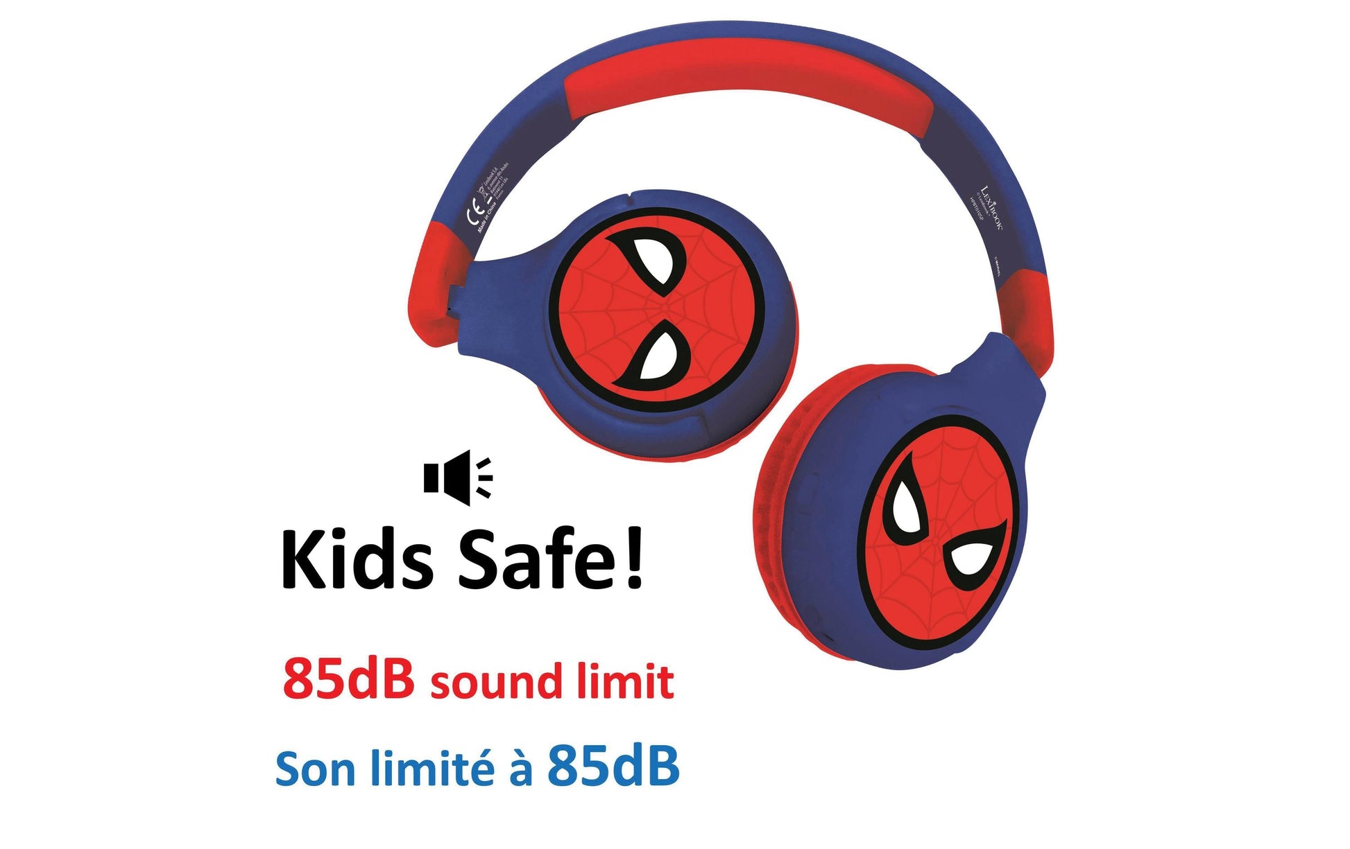 Lexibook HPBT010SP Spider-Man Kinderkopfhörer – On-Ear, Stereo, Kabel + BT, 85 dB Lautstärke-Limit, Blau