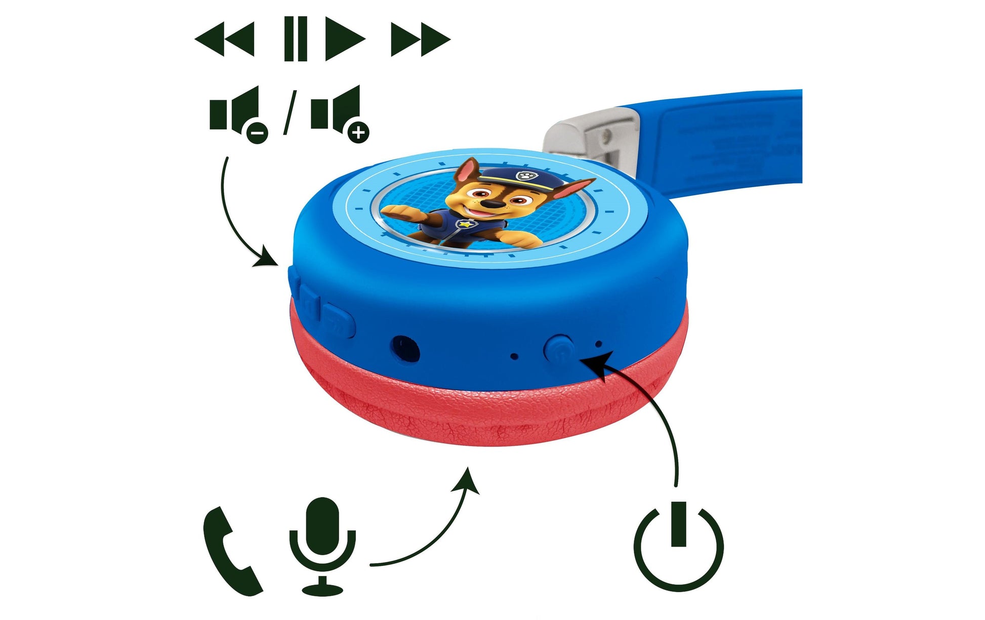 Lexibook Paw Patrol HPBT010PA Kinderkopfhörer – Over-Ear, Stereo, Kabel + BT, 85 dB-Limit, Blau, BT 5.0