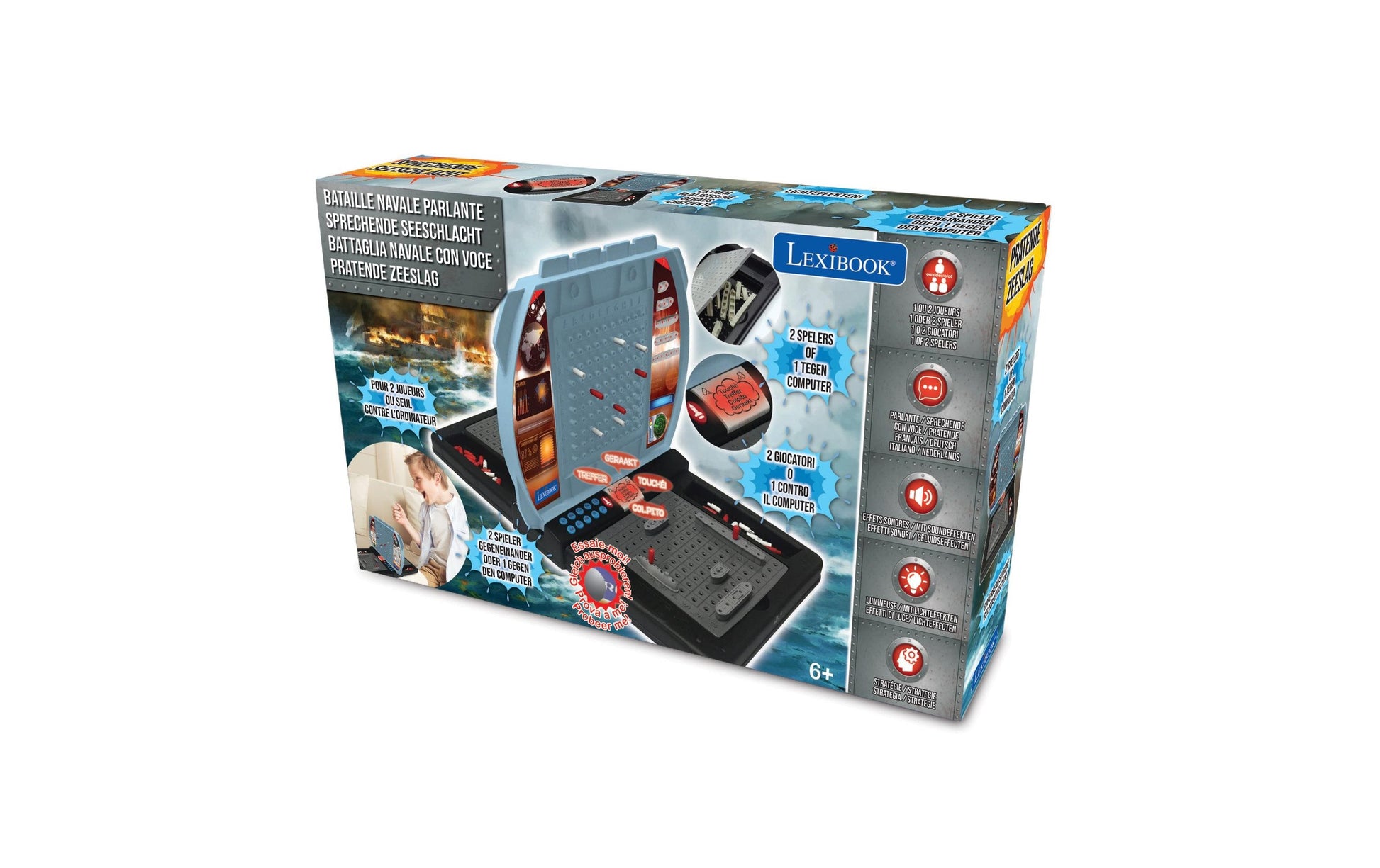 Lexibook Elektronische sprechende Seeschlacht – Brettspiel, 1–2 Spieler, ab 6 Jahren, IT/NL/DE/FR